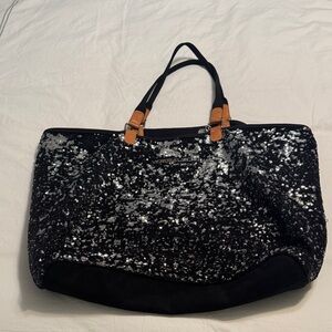 Victoria's Secret Sparkling Black and Silver Tote
